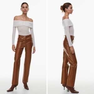 Babaton Tan and Brown leather Pants